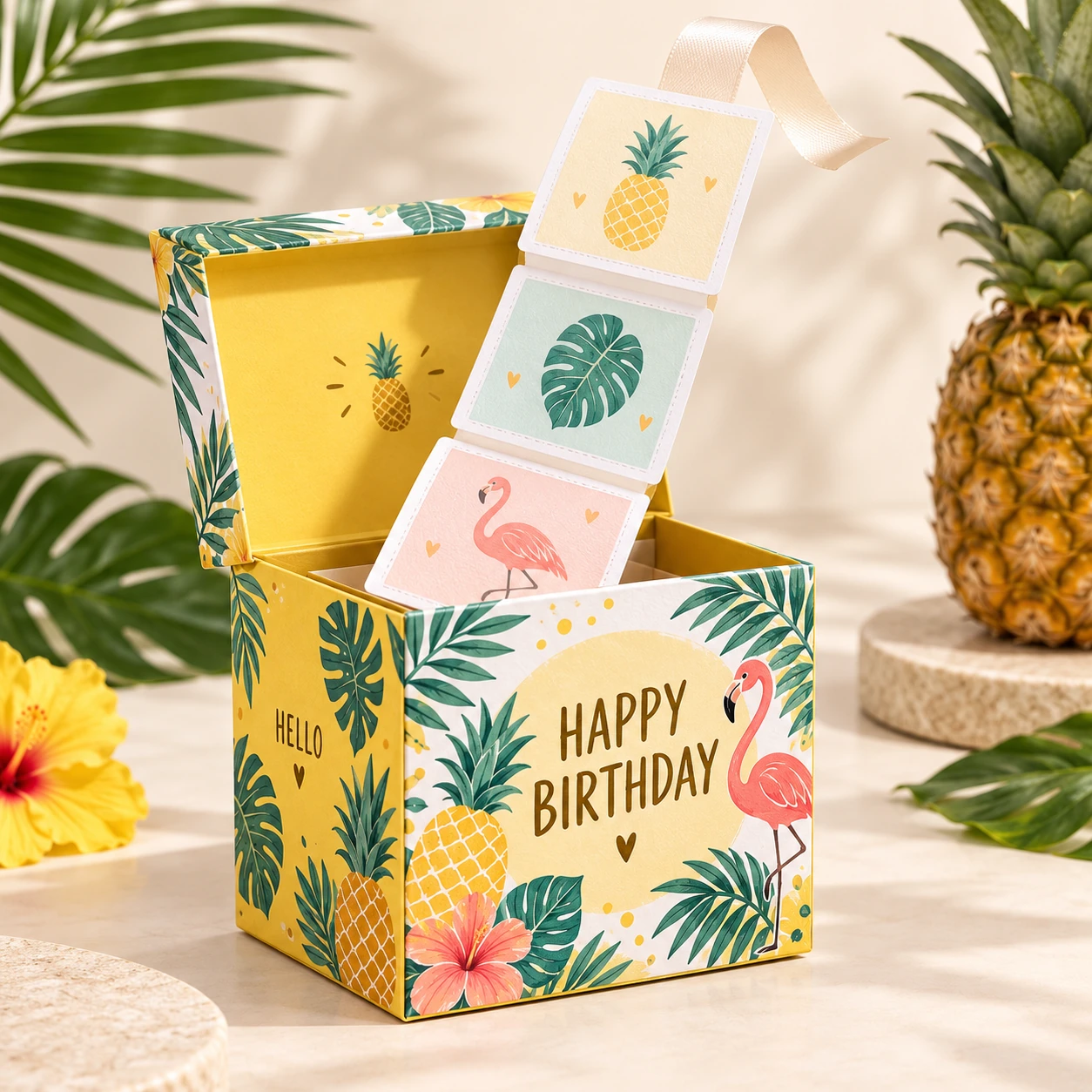 热带风生日拉钱礼盒