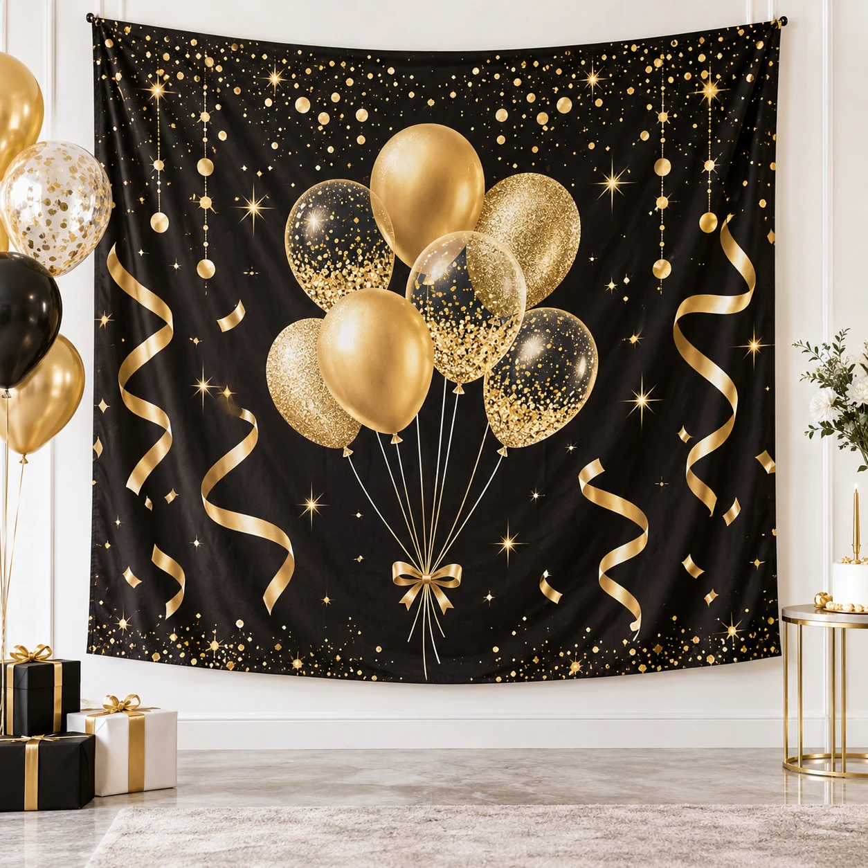 Gold Birthday Backdrop Banner