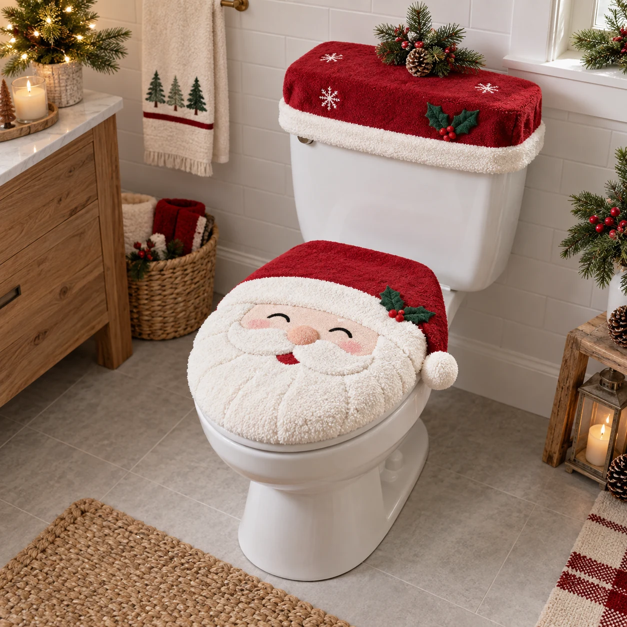 Santa Christmas Toilet Décor Set
