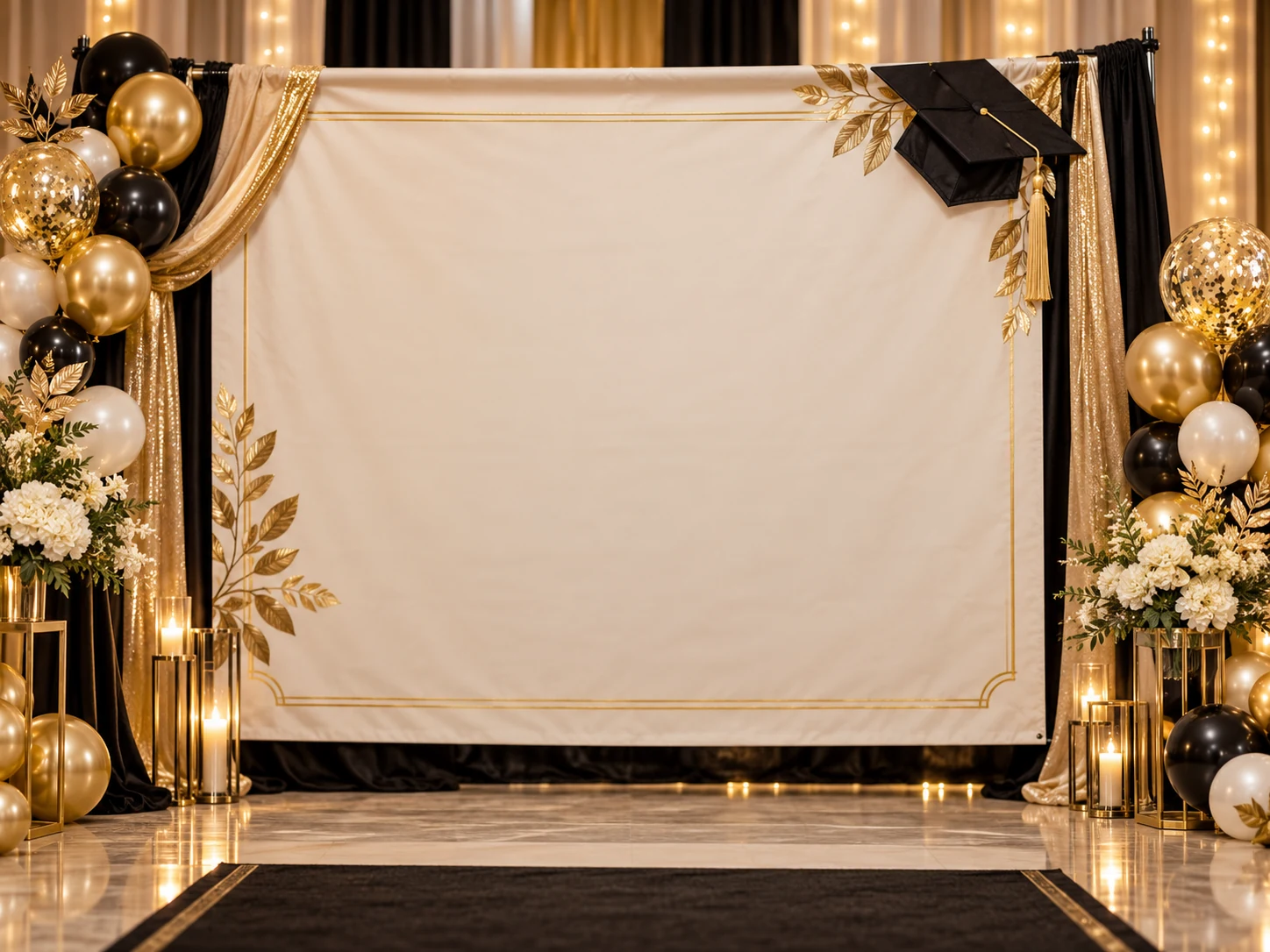 Gold Graduation Backdrop Banner