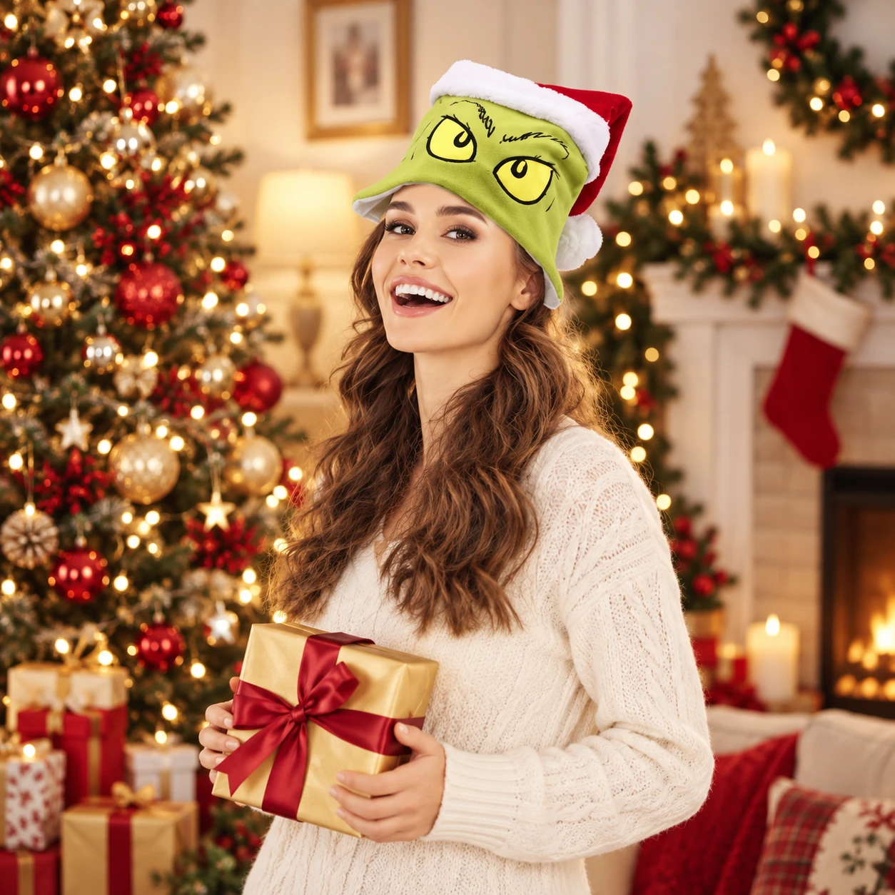 Green Holiday Character Party Hat