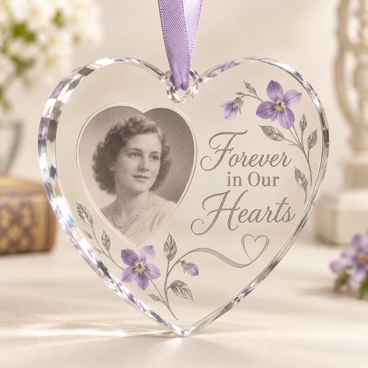 Heart-Shaped Memorial Photo Acrylic Charm