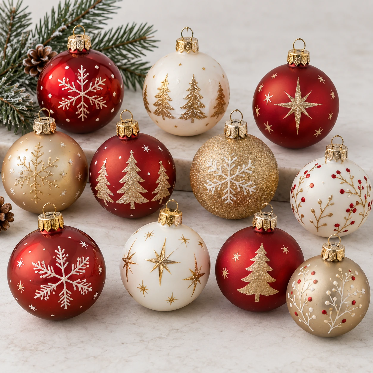 Painted Christmas Ornament Set