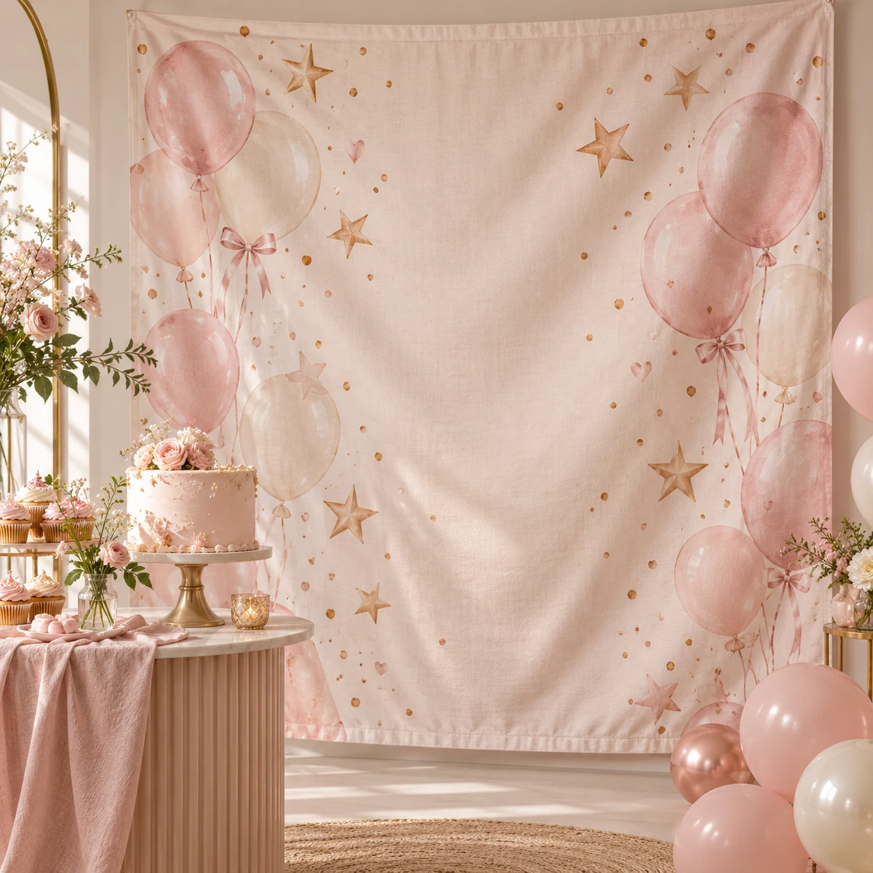 Pink Birthday Backdrop Banner