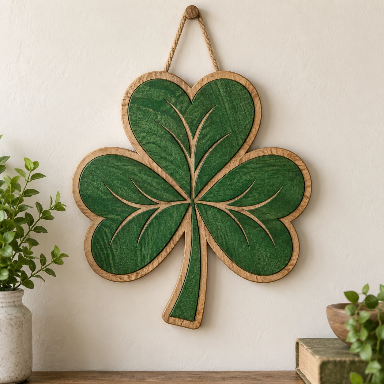 St. Patrick’s Day Clover Wooden Hanging Sign