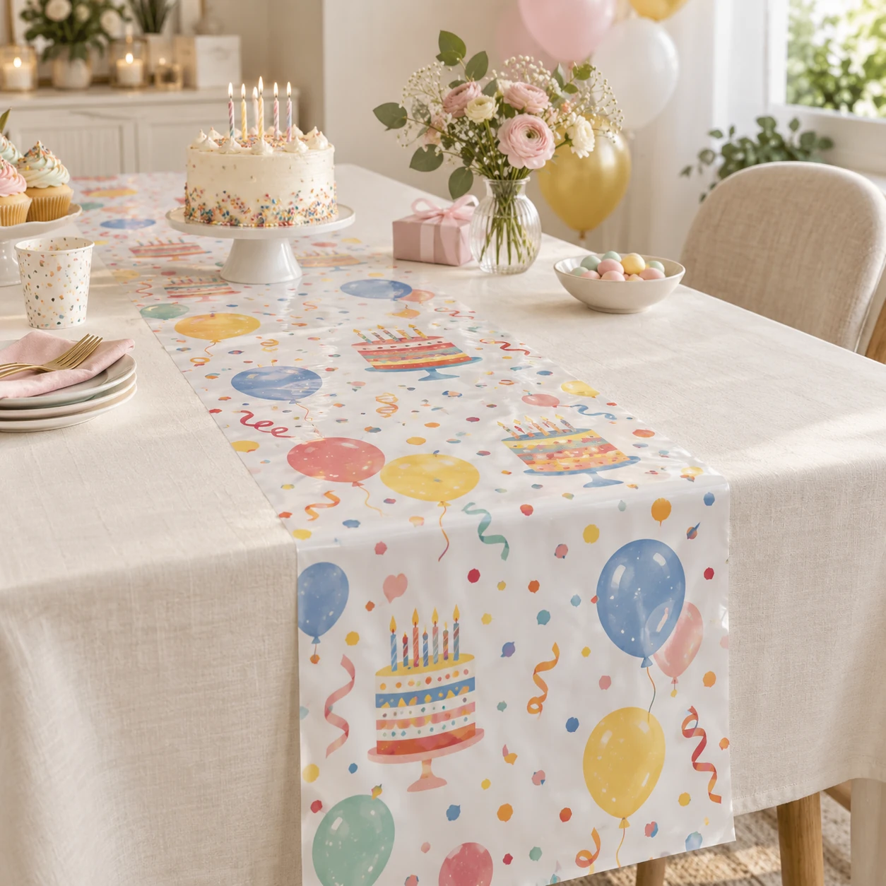 Happy Birthday Plastic Table Runner