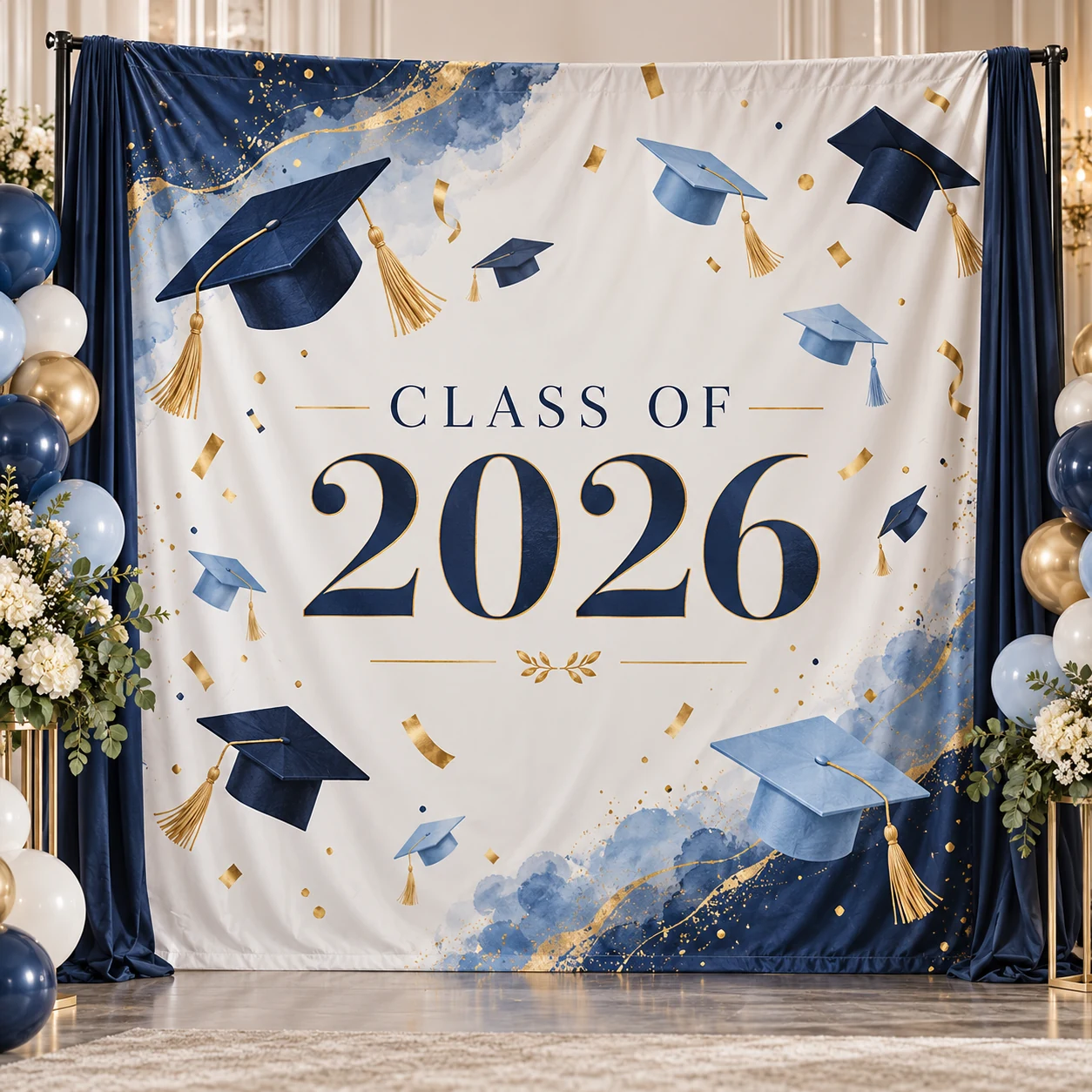 Blue Graduation Backdrop Banner