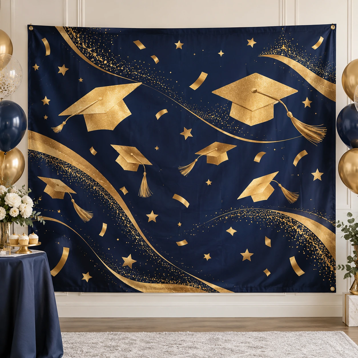 Gold Graduation Backdrop Banner