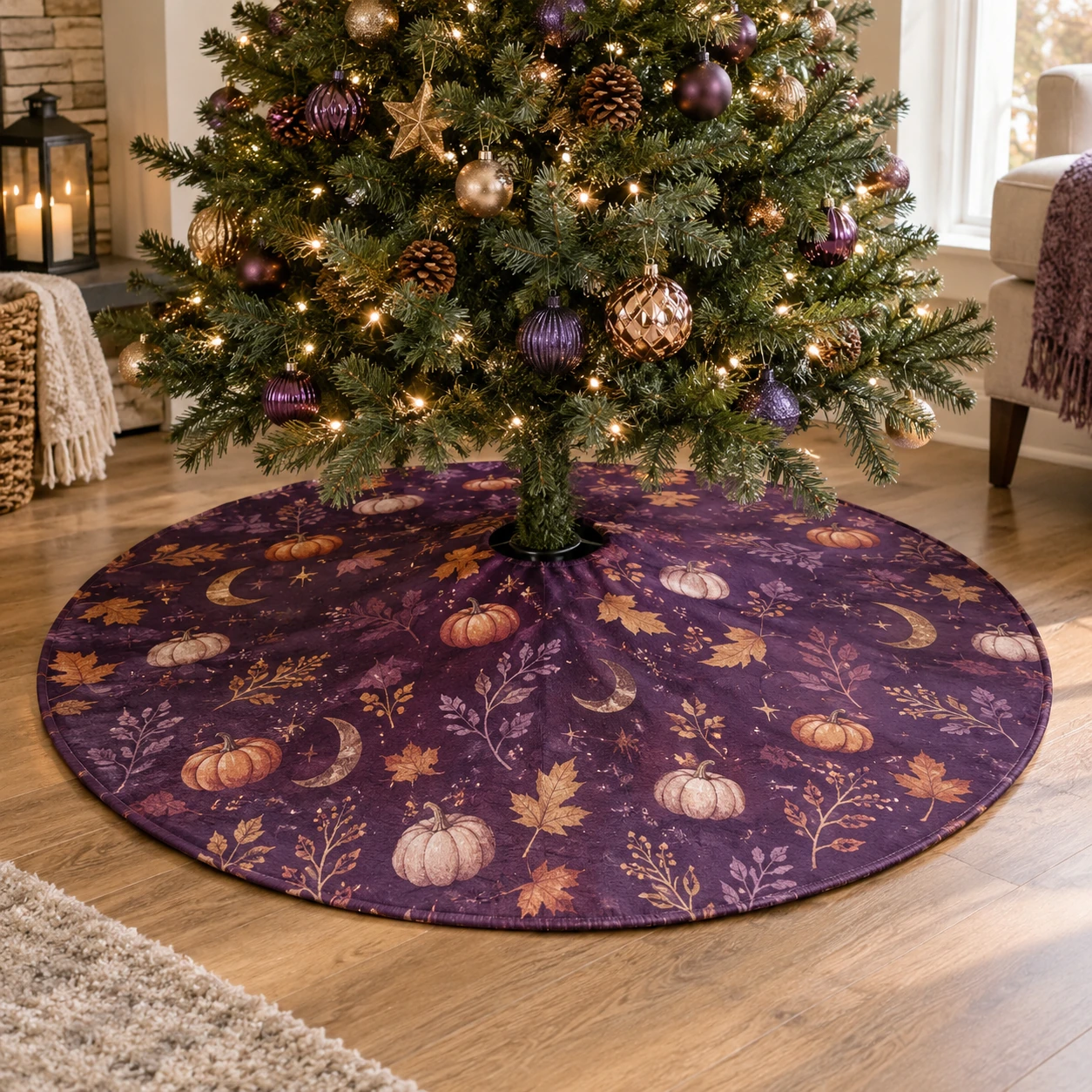 Purple Halloween Christmas Tree Skirt