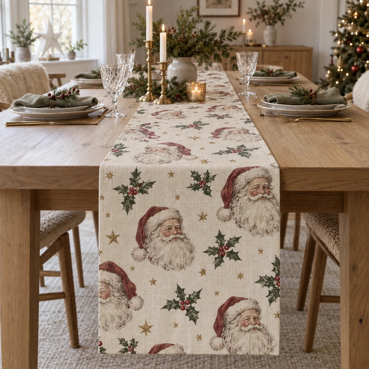 Santa Print Table Runner