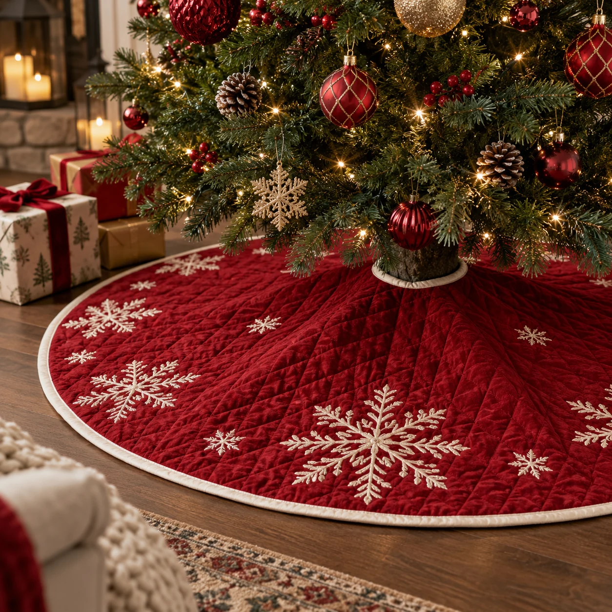 Red Christmas Tree Skirt