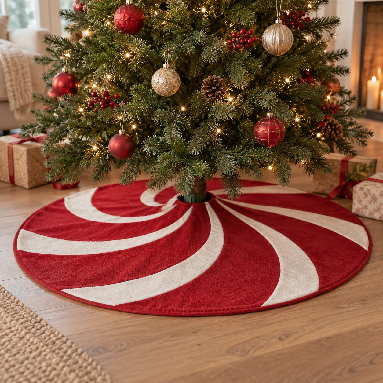 Red Christmas Tree Skirt · Style 02