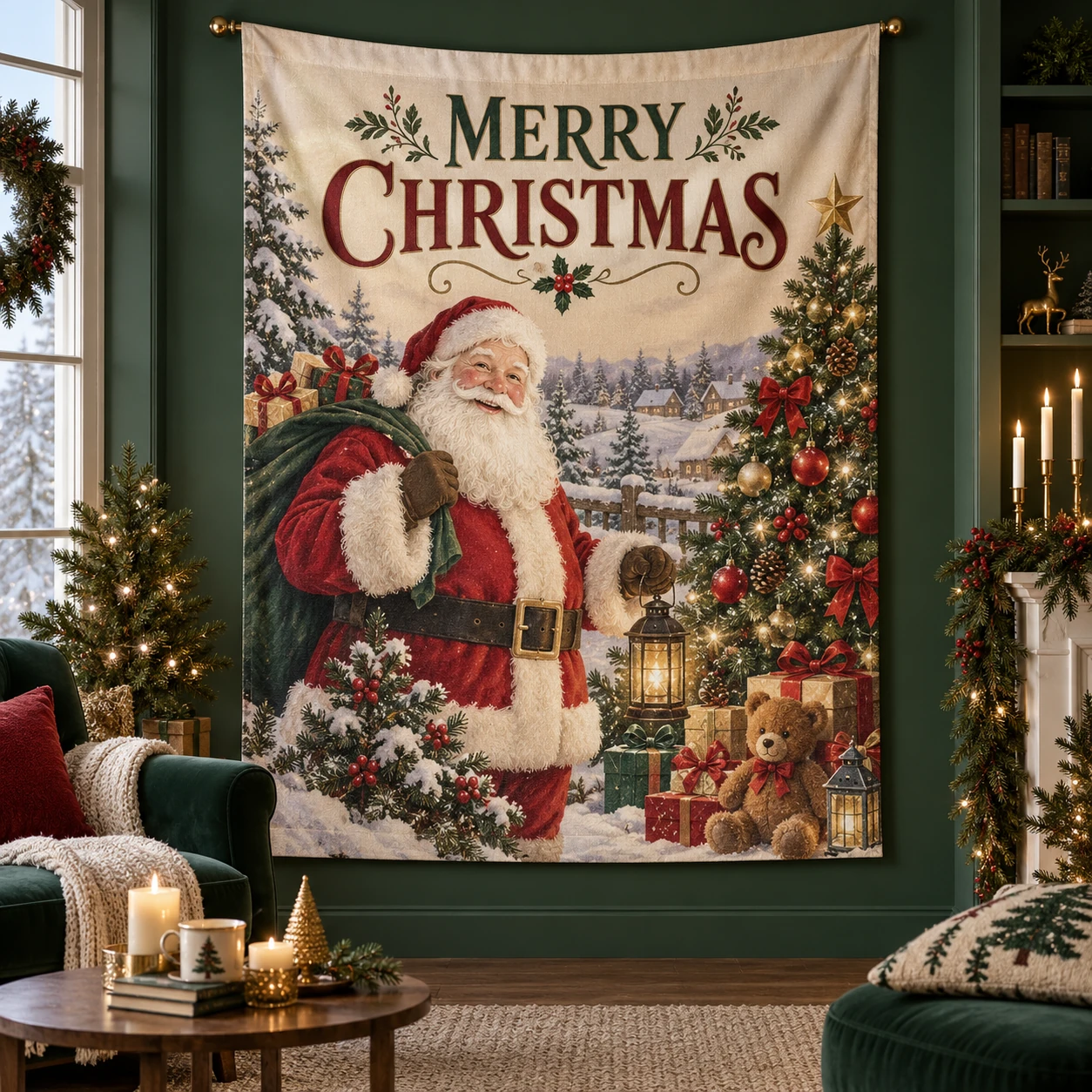 Santa Claus Christmas Backdrop Banner