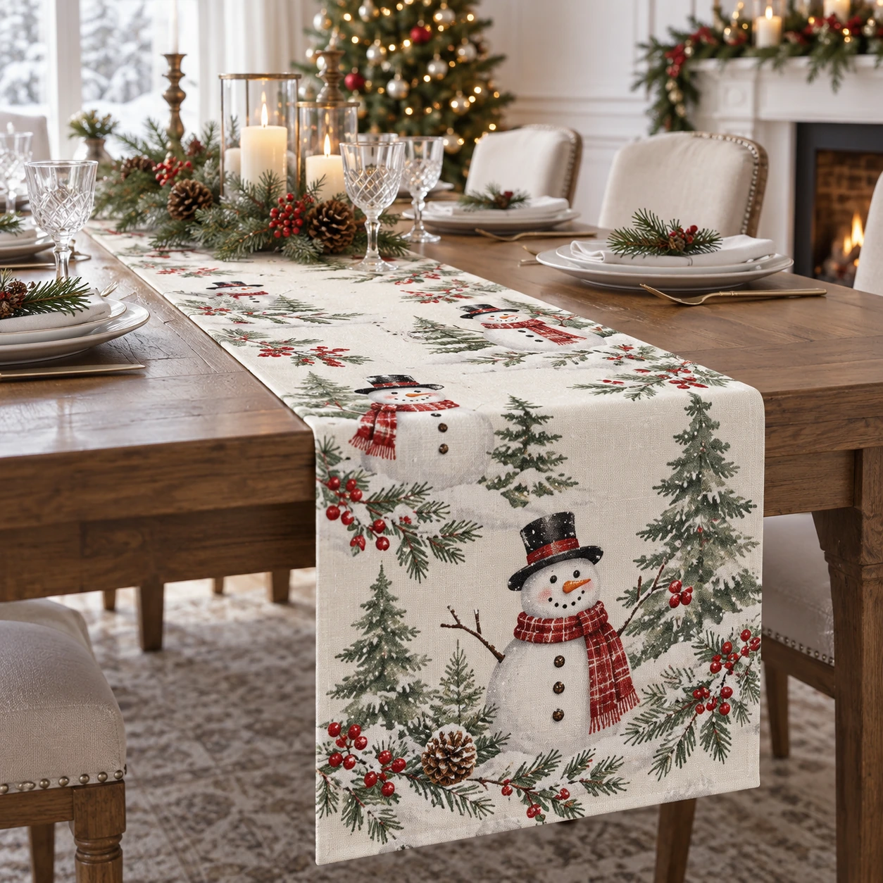 Snowman Christmas Table Runner