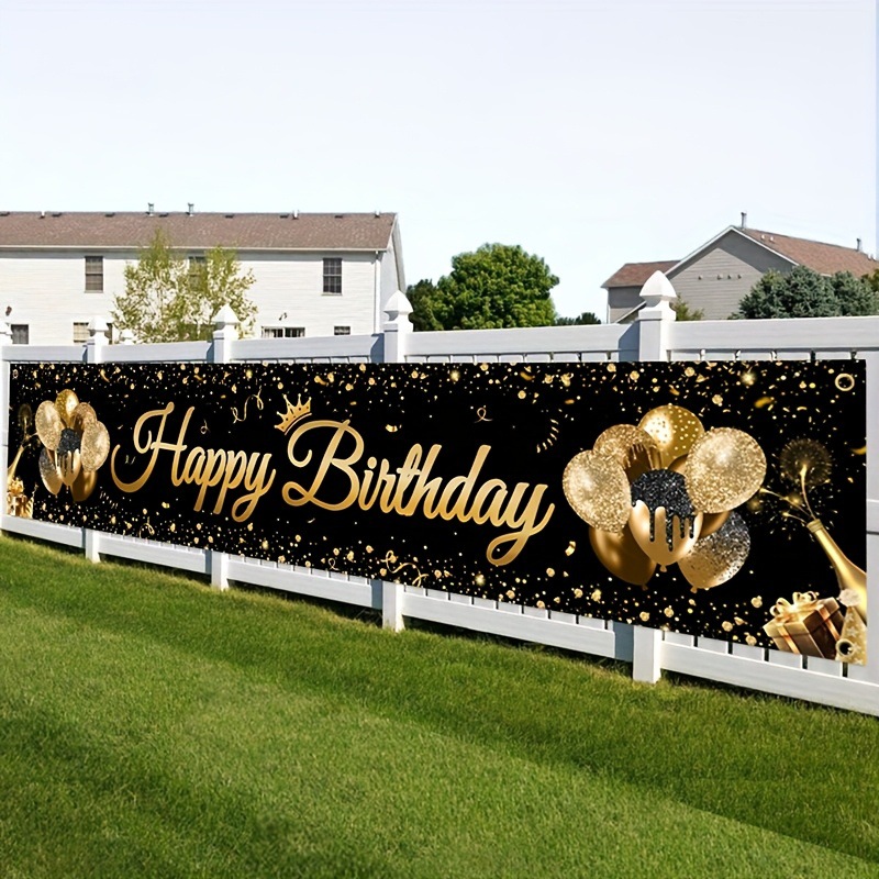 Gold Birthday Backdrop Banner