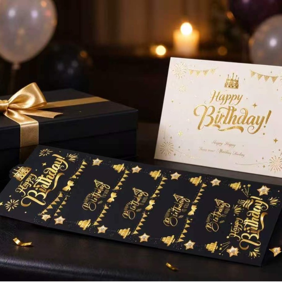 Black & Gold Fold-Out Birthday Cash Card