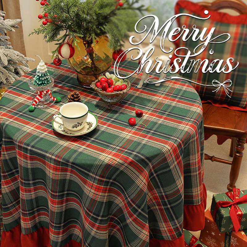 Vintage Plaid Christmas Tablecloth