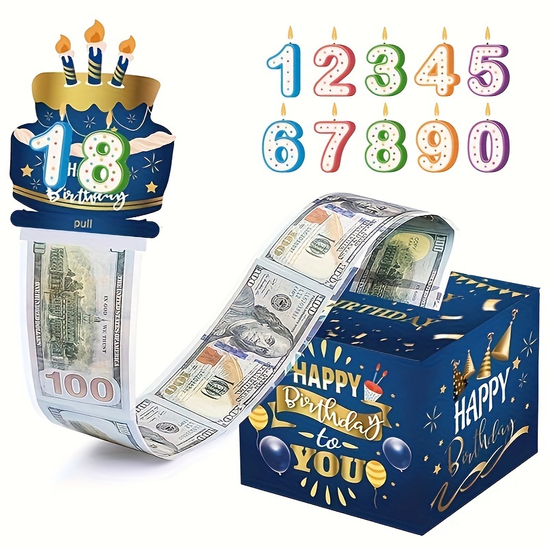 生日主题现金箱快乐生日贺卡和50个透明袋惊喜现金箱现金箱现金适合庆祝生日活动万圣节感恩节圣诞节