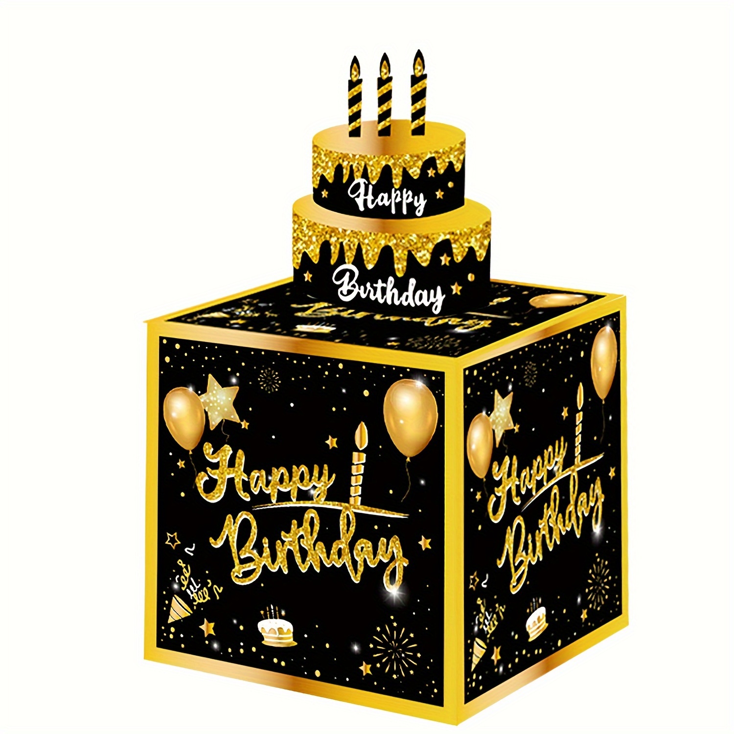 生日主题现金箱快乐生日贺卡和50个透明袋惊喜现金箱现金箱现金适合庆祝生日活动万圣节感恩节圣诞节
