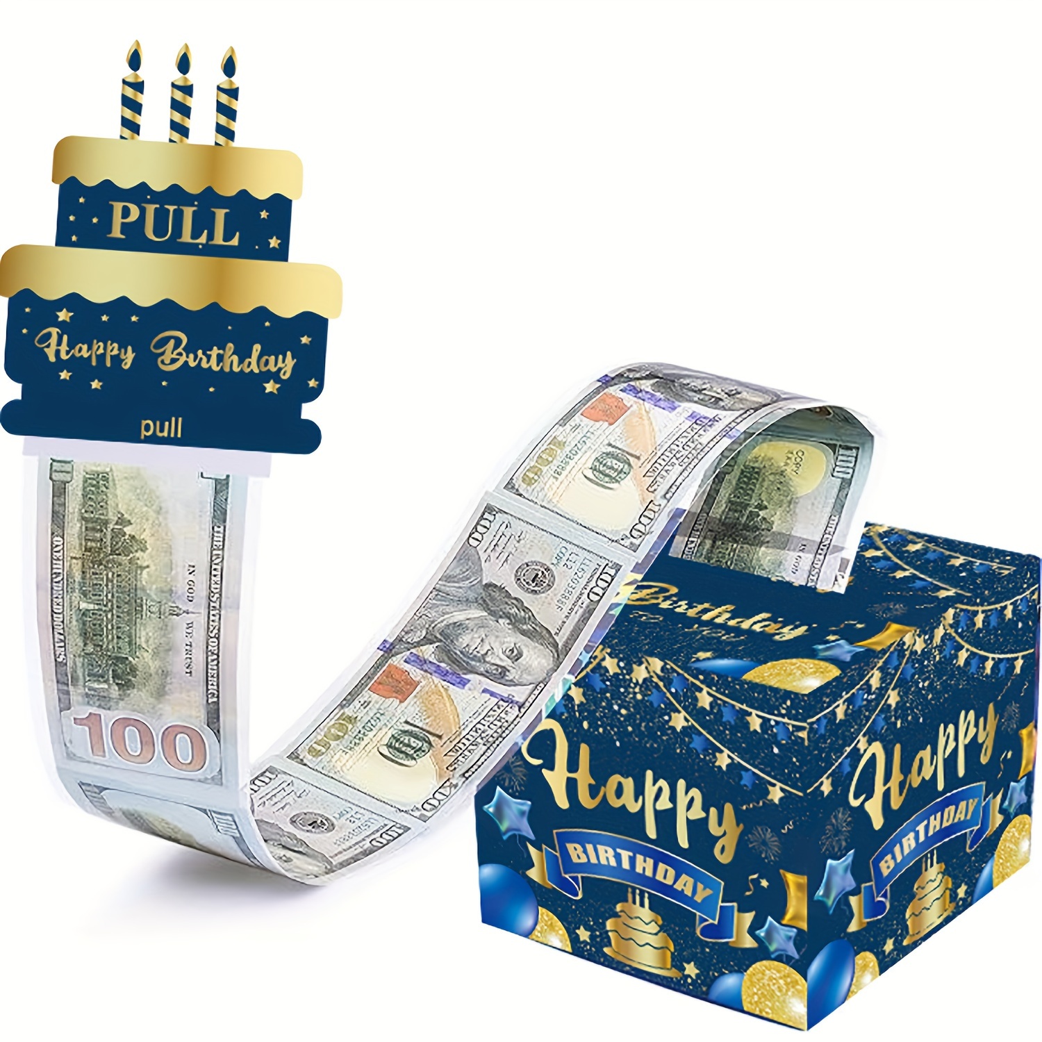 生日主题现金箱快乐生日贺卡和50个透明袋惊喜现金箱现金箱现金适合庆祝生日活动万圣节感恩节圣诞节