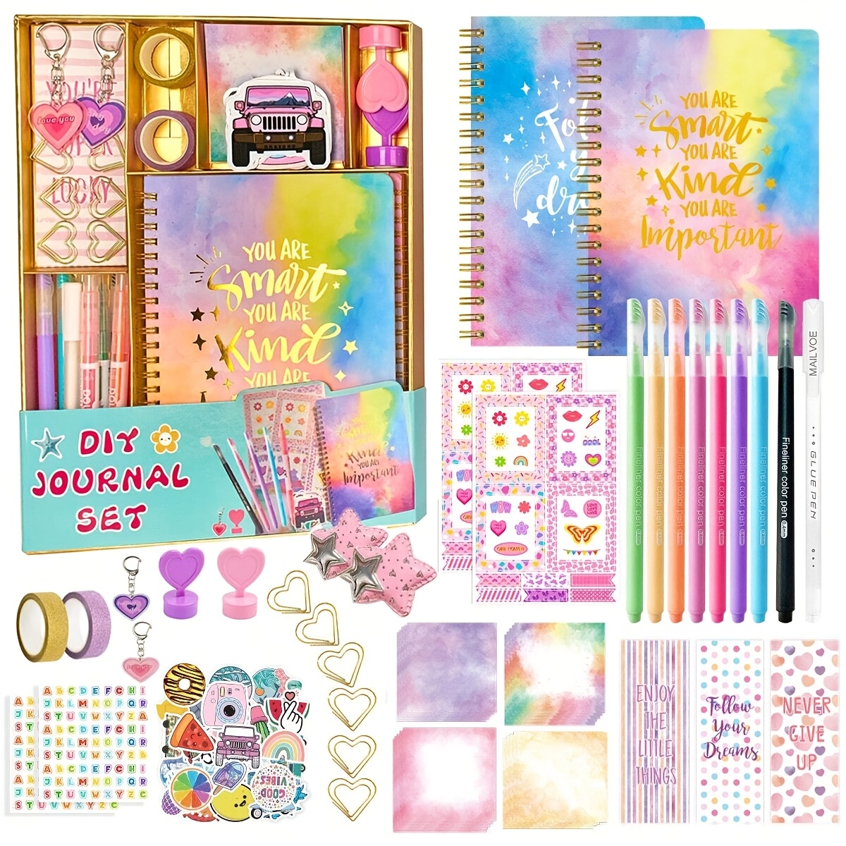 DIY Journal Kit for Girls Ages 8-14, Stationary & Diary Set with Stickers,Birthday Gifts for 8 9 10 11 12 13 14 Year Old Girl, Scrapbook Art Crafts Kit Teen Girl Birthday Gift Idea