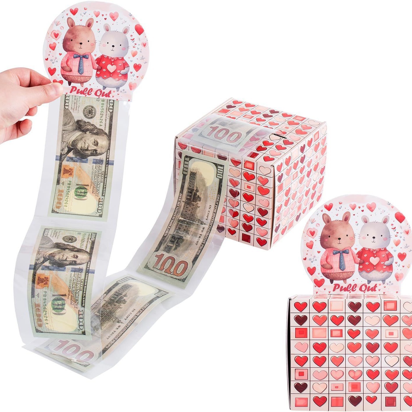 亚马逊爆款Love现金抽钱盒派对惊喜钱袋情人节DIY礼盒(心形米色)