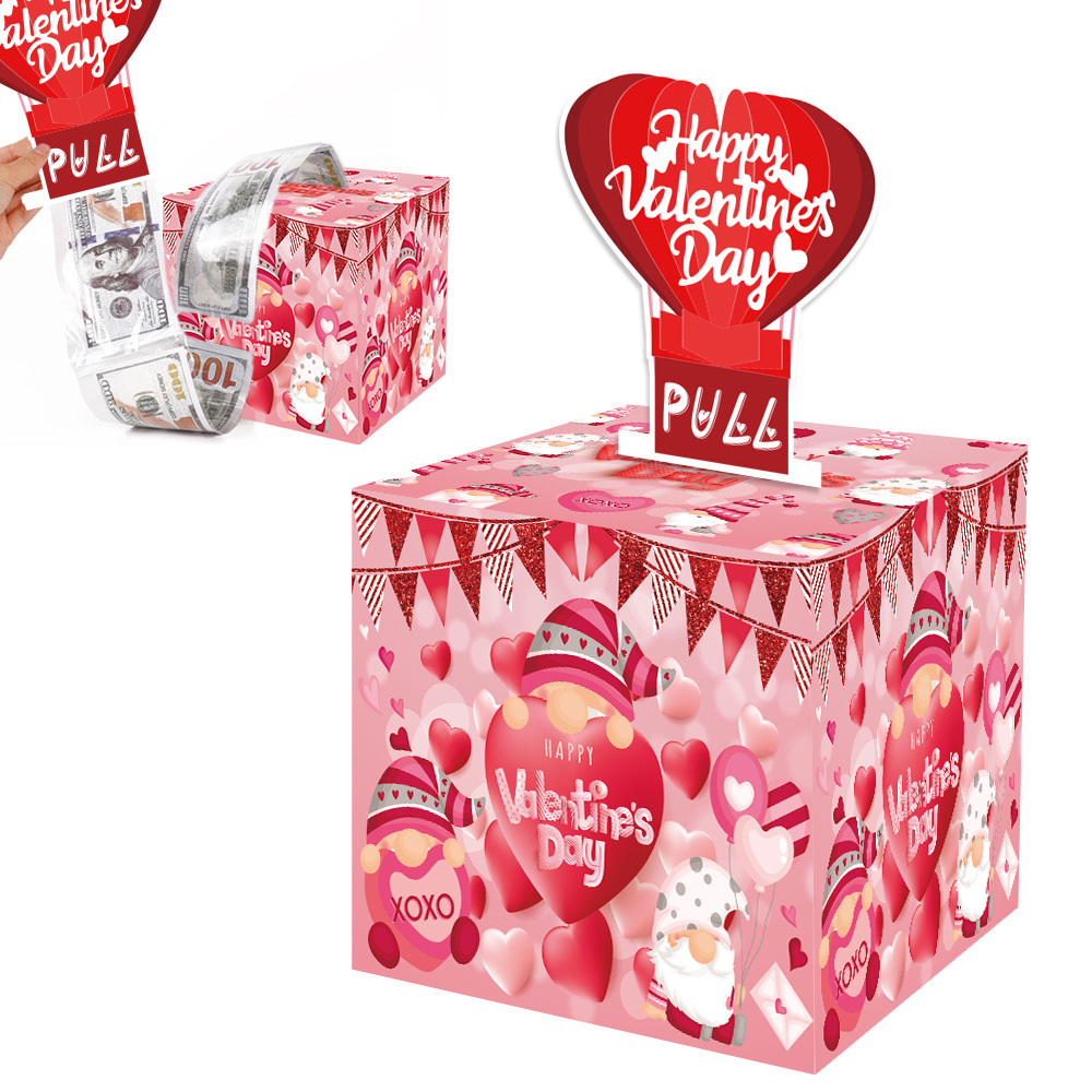 情人节主题派对现金抽钱纸盒happyValentine'sDay情人节抽钱盒