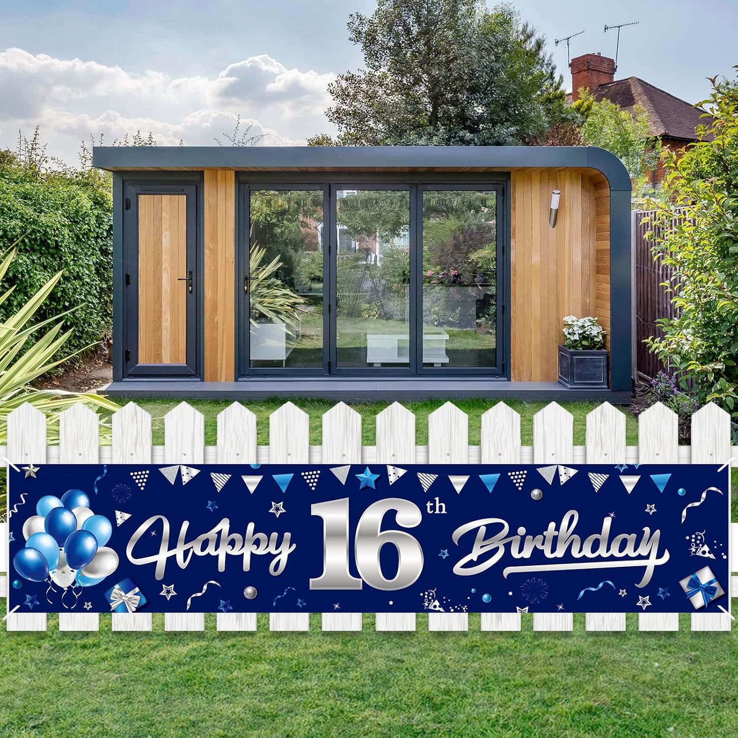 Blue Birthday Backdrop Banner