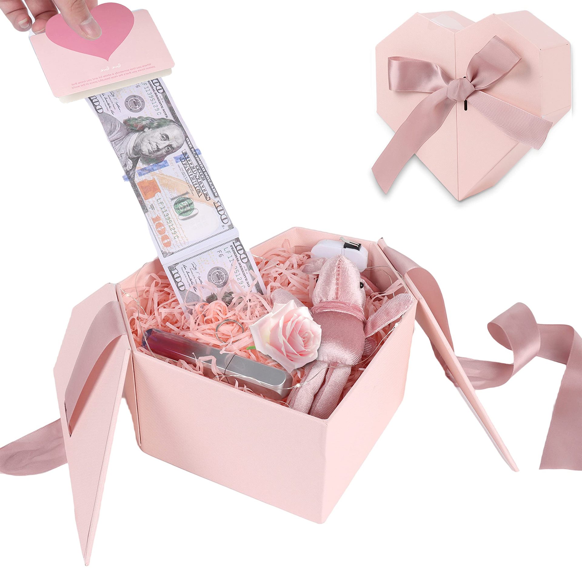 现金礼物拉绳出钱的爱情钱箱生日主题现金拉绳箱惊喜钱箱