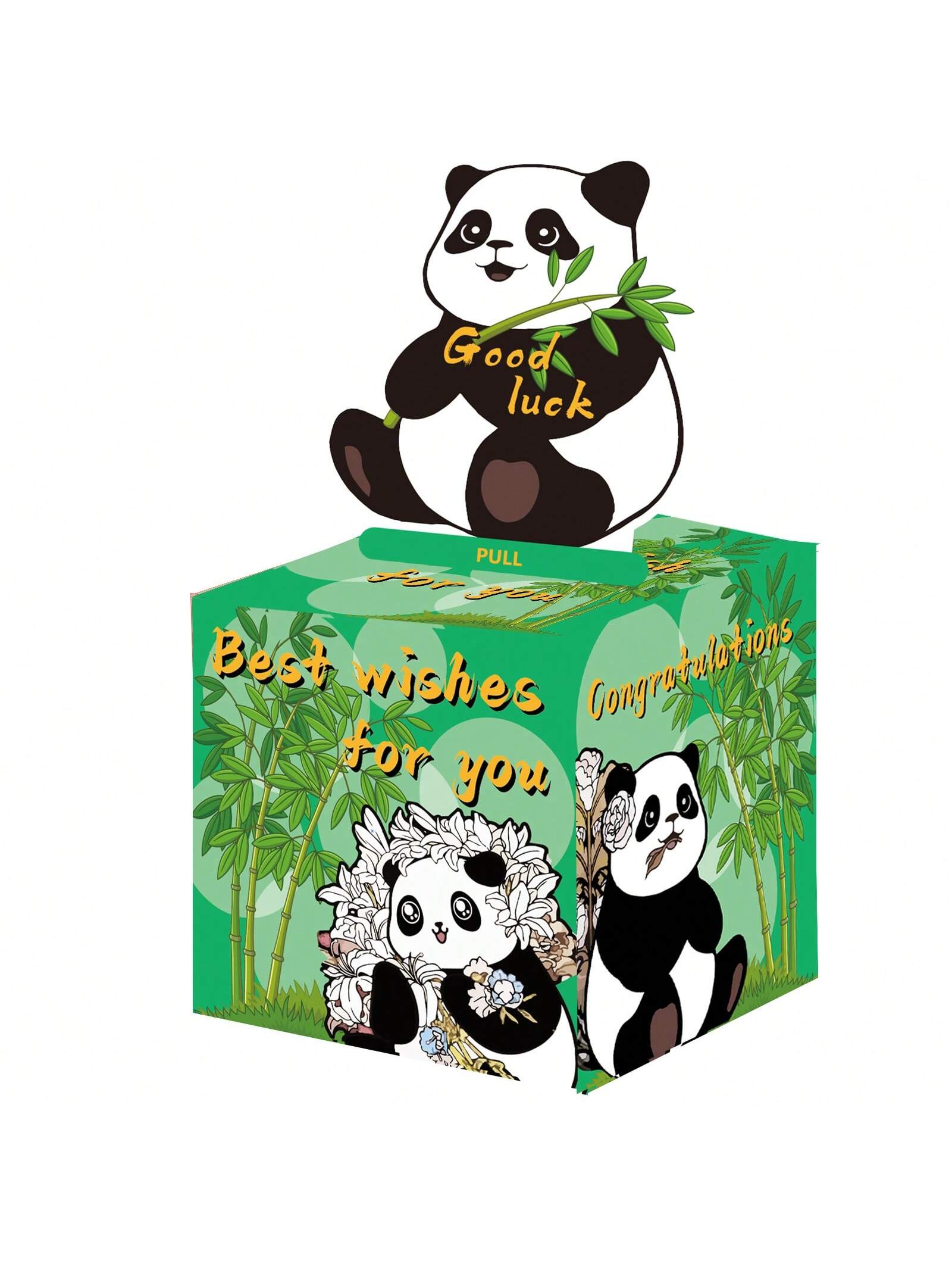 熊猫主题生日主题现金箱快乐生日贺卡和透明袋惊喜现金箱现金箱现金适合庆祝生日活动万圣节感恩节圣诞节快乐
